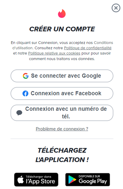 s'inscrire sur tinder